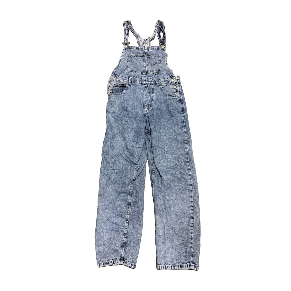 We The Free Ziggy Denim Overall Straight Leg Medium Blue Wash Boho Slouch Size S